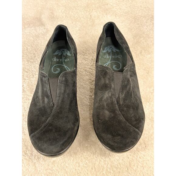 Dansko Clog Suede Leather Women's Slip On Comfort Heel Shoe Size 39 Black - Picture 4 of 8